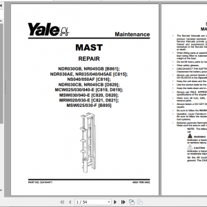 Yale Class 2 Electric Motor Narrow Aisle Trucks C815 NR035 045AE NDR030AE Service Manual 2