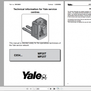 Yale Class 2 Electric Motor Narrow Aisle Trucks C849 MR1414H MR1616H16N MR2020H20W MR25 Service Manual 3 1