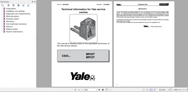 Yale Class 2 Electric Motor Narrow Aisle Trucks C849 MR1414H MR1616H16N MR2020H20W MR25 Service Manual 3 1