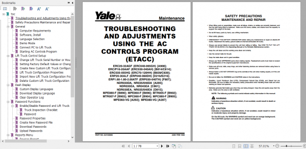 Yale Class 2 Electric Motor Narrow Aisle Trucks C861 NR045EA NDR035EA Service Manual 3