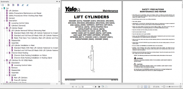 Yale Class 2 Electric Motor Narrow Aisle Trucks D826 OSSS030BE Service Manual 1