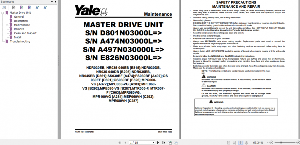 Yale Class 3 Electric Motor Hand Trucks A283 MPC060VG MPC080VG Service Manual 3