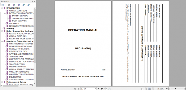 Yale Class 3 Electric Motor Hand Trucks A3D4 MPC15 Europe Operating Manual 4