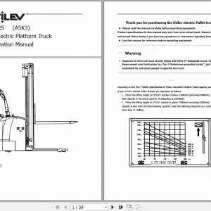 Yale Class 3 Electric Motor Hand Trucks A5K3 UT15RS Operating Manual 1