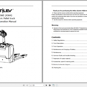 Yale Class 3 Electric Motor Hand Trucks A5K4 UT20WE Operating Manual 1