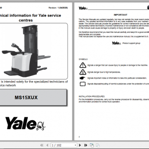 Yale Class 3 Electric Motor Hand Trucks A7R3 MS15XUX Operating Service Manual 1