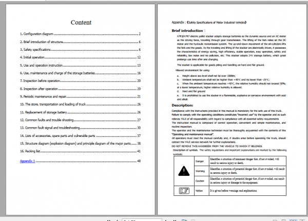 Yale Class 3 Electric Motor Hand Trucks A7R7 MSL15XUX Operating and Maintenance Manual 2