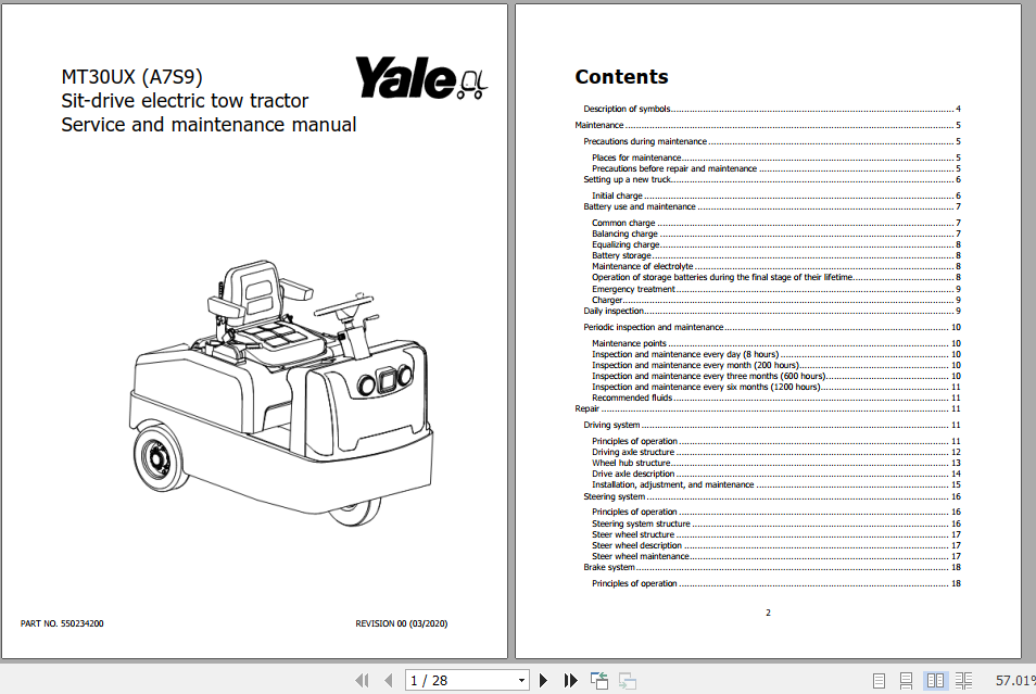 Yale Class 3 Electric Motor Hand Trucks A7S9 MT30UX Operating Service Manual 1