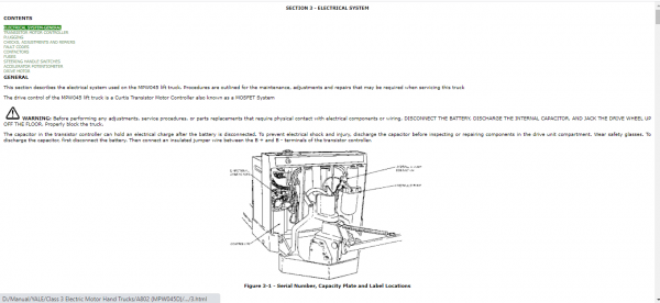 Yale Class 3 Electric Motor Hand Trucks A802 MPW045D Service Manual 1