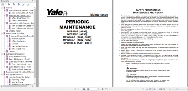 Yale Class 3 Electric Motor Hand Trucks A894 MPW065E Service Manual 2