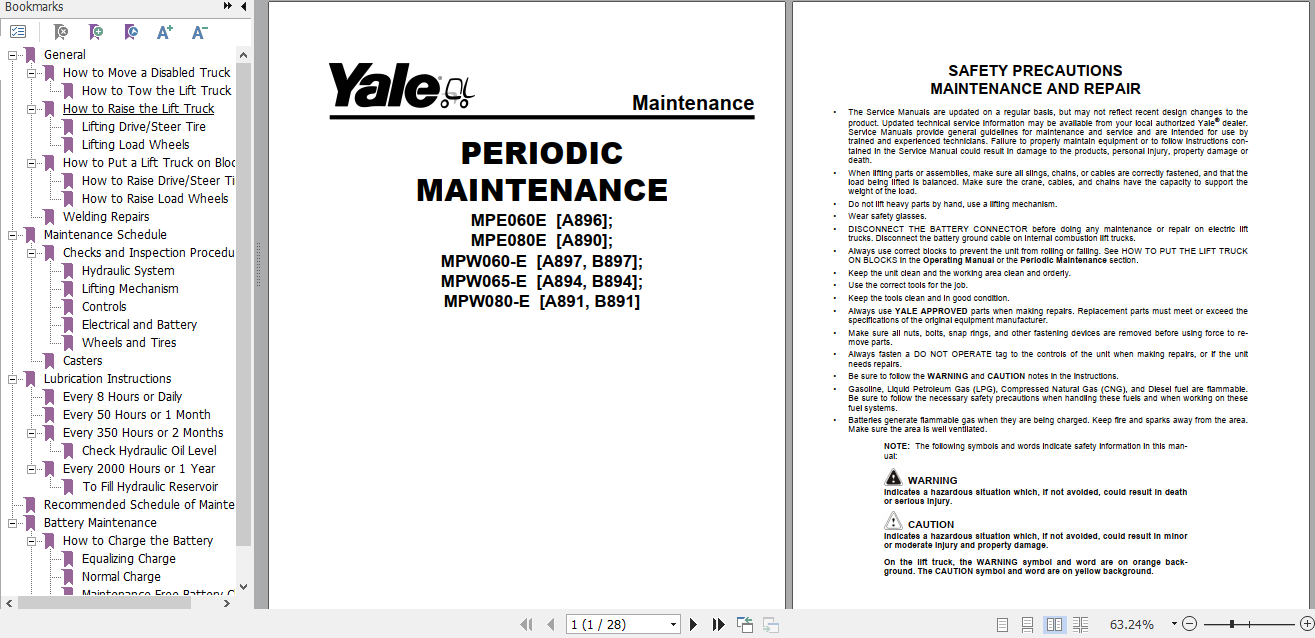 Yale Class 3 Electric Motor Hand Trucks A894 MPW065E Service Manual 2