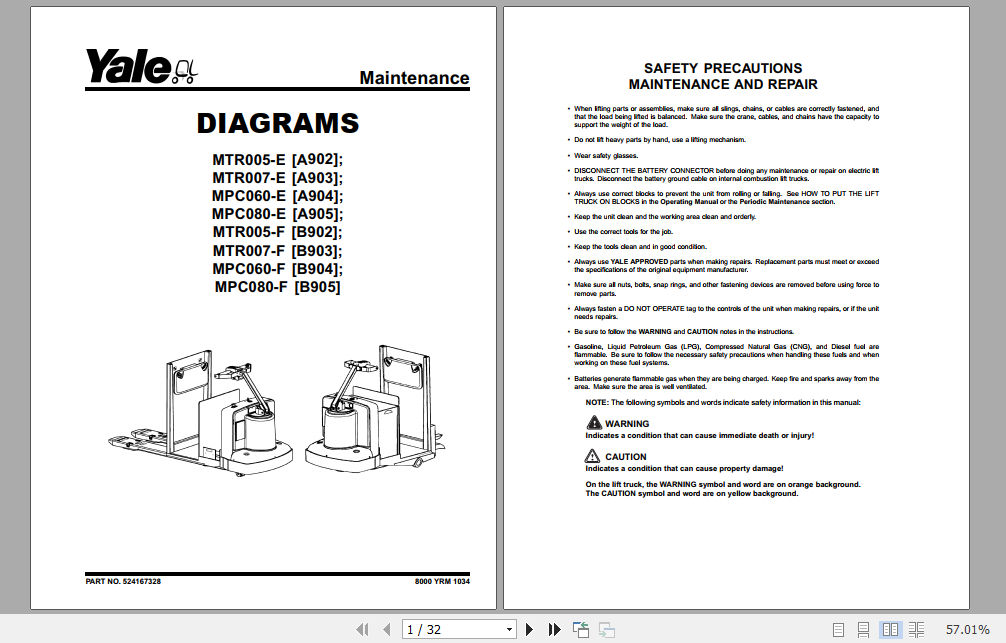Yale Class 3 Electric Motor Hand Trucks A903 MTR007 E Service Manual 1