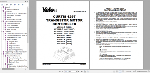 Yale Class 3 Electric Motor Hand Trucks A904 MPC060 E Service Manual 1