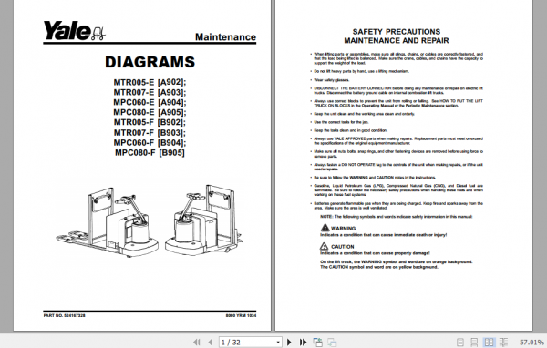 Yale Class 3 Electric Motor Hand Trucks A904 MPC060 E Service Manual 2