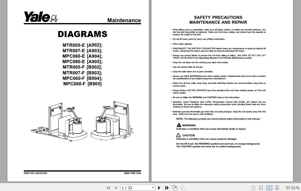 Yale Class 3 Electric Motor Hand Trucks A904 MPC060 E Service Manual 2