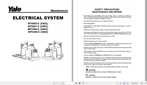 Yale Class 3 Electric Motor Hand Trucks A904 MPC060 E Service Manual 4