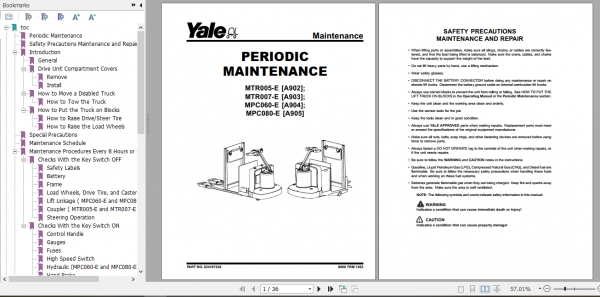 Yale Class 3 Electric Motor Hand Trucks A905 MPC080 E Service Manual 1