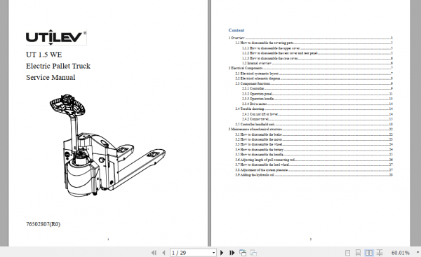 Yale Class 3 Electric Motor Hand Trucks A956 UT15WE Operating Service Manual 1