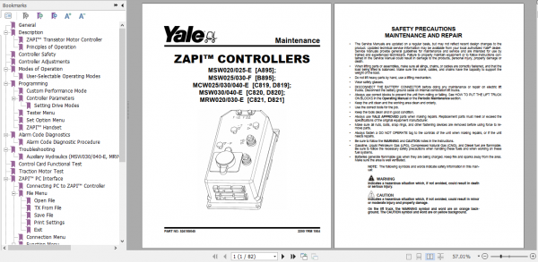Yale Class 3 Electric Motor Hand Trucks B895 MSW025030 F Service Manual 1