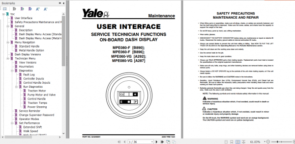 Yale Class 3 Electric Motor Hand Trucks B896 MPE060 F Service Manual 2