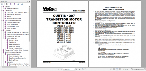 Yale Class 3 Electric Motor Hand Trucks B897 MPW060E Service Manual 2