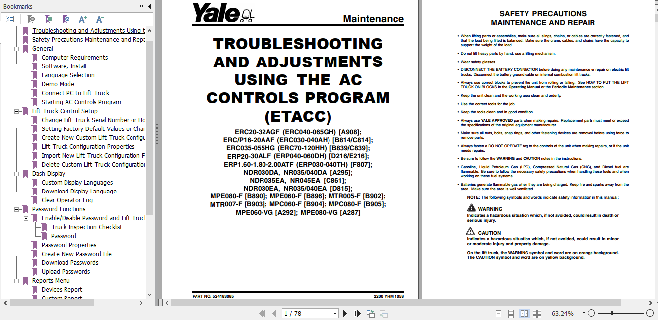 Yale Class 3 Electric Motor Hand Trucks B903 MTR007 F Service Manual 1