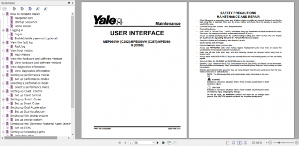 Yale Class 3 Electric Motor Hand Trucks C292 MPE060VH MVP080VH Service Manual 1