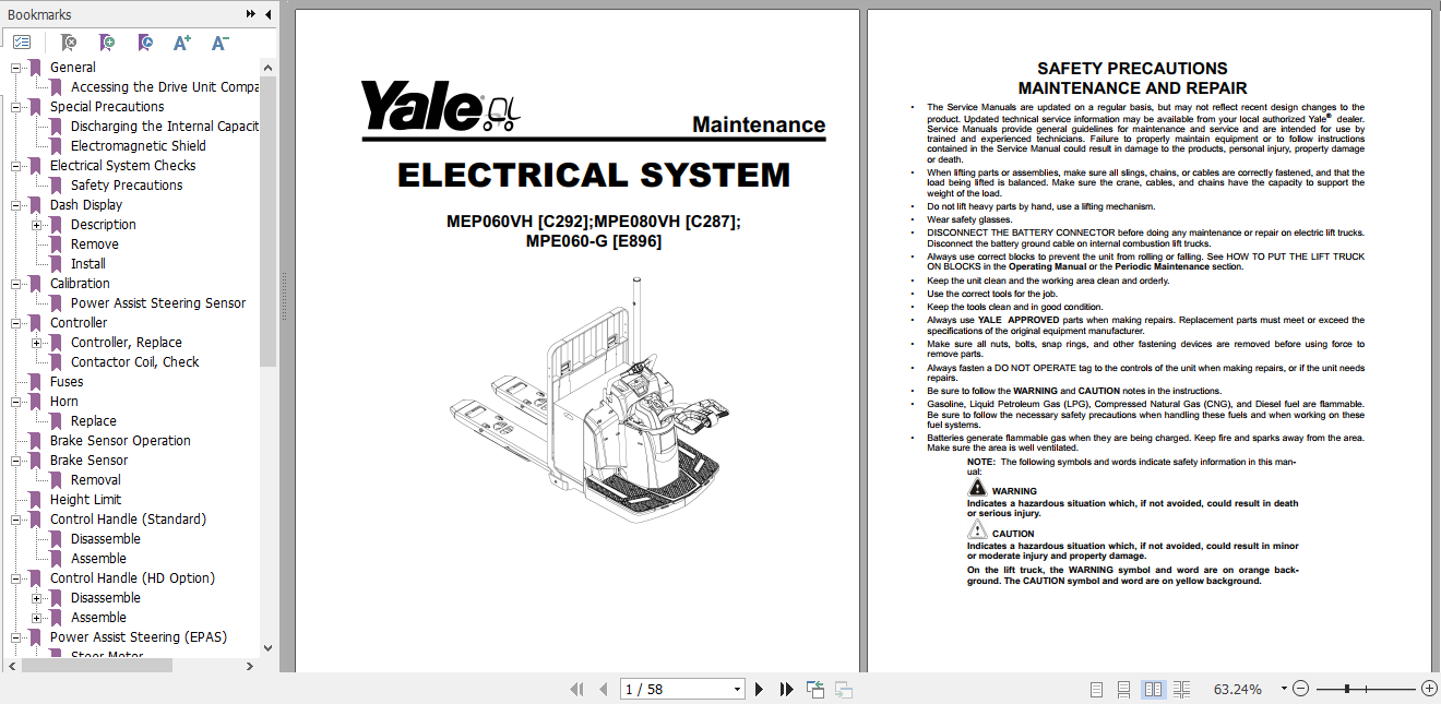Yale Class 3 Electric Motor Hand Trucks C292 (MPE060VH MVP080VH