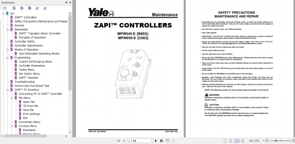 Yale Class 3 Electric Motor Hand Trucks C802 MPW050E Service Manual 1