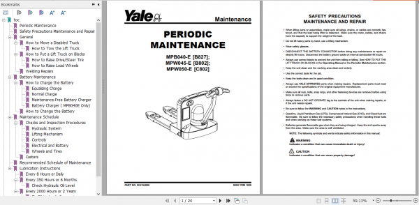 Yale Class 3 Electric Motor Hand Trucks C802 MPW050E Service Manual 2