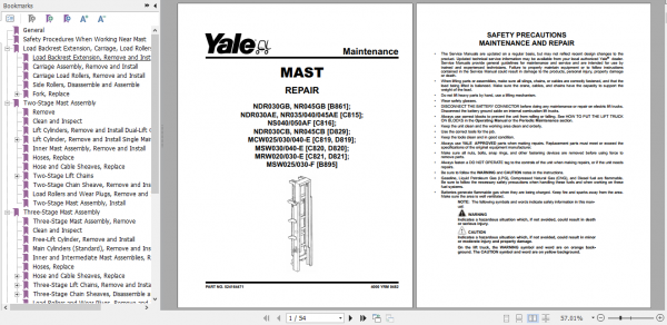 Yale Class 3 Electric Motor Hand Trucks C820 MSW030 040E Service Manual 3