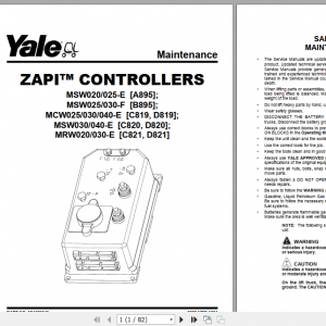 Yale Class 3 Electric Motor Hand Trucks C821 MRW020 030E Service Manual 2