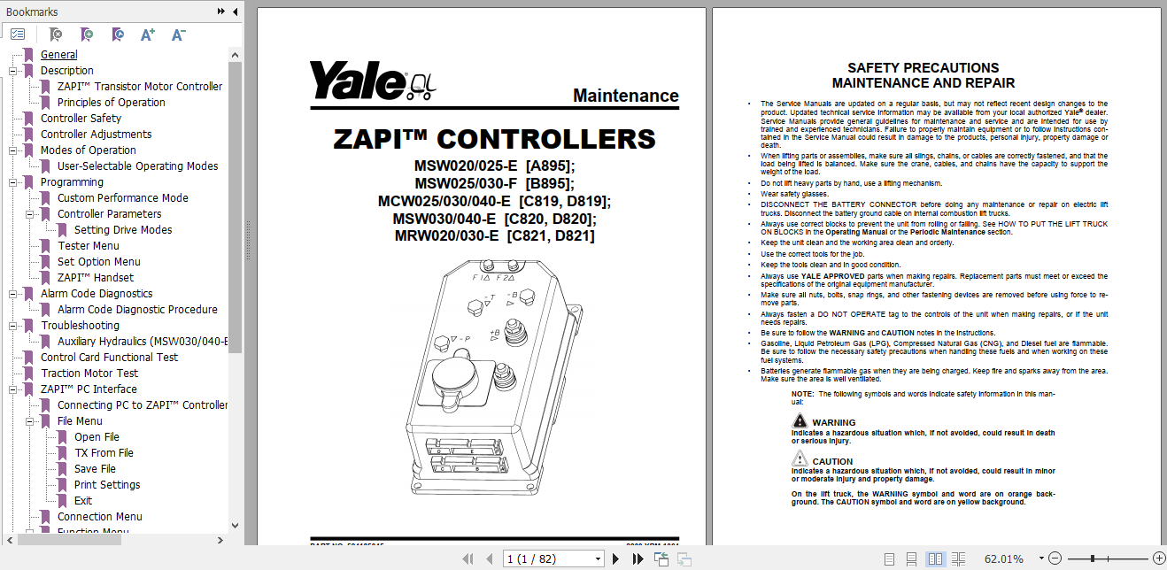 Yale Class 3 Electric Motor Hand Trucks C821 MRW020 030E Service Manual 2