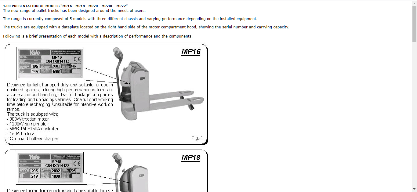 Yale Class 3 Electric Motor Hand Trucks C841 MP13 MP16 MP18 MP20 Service Manual 2