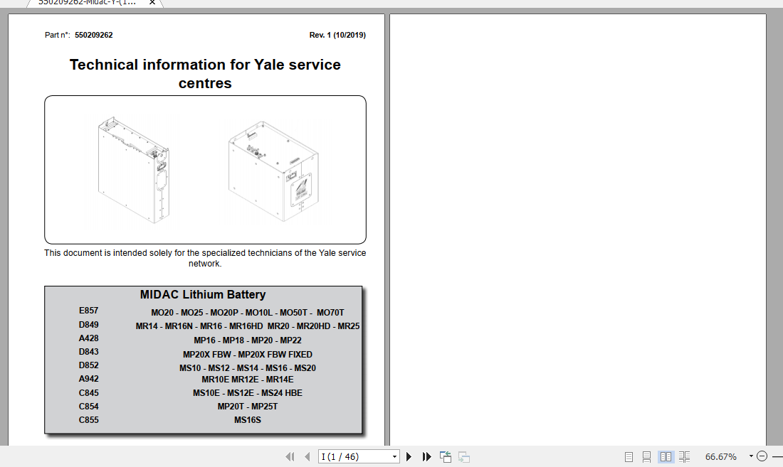 Yale Class 3 Electric Motor Hand Trucks C845 MS10E MS12E MS24HBE Service Manual 1