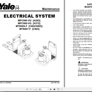 Yale Class 3 Electric Motor Hand Trucks C902 MTR005 F MTR007 F Service Manual 2