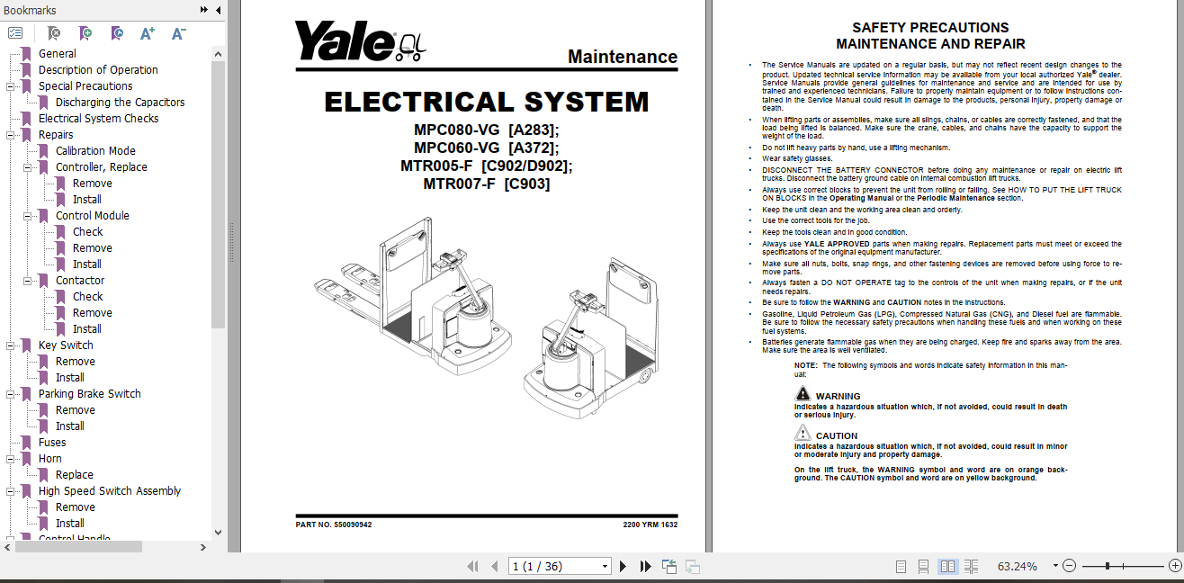Yale Class 3 Electric Motor Hand Trucks C902 MTR005 F MTR007 F Service Manual 2
