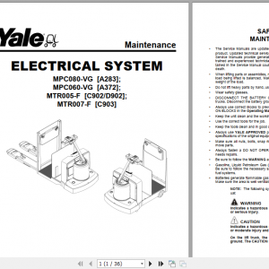 Yale Class 3 Electric Motor Hand Trucks C903 MTR005 F MTR007 F Service Manual 2