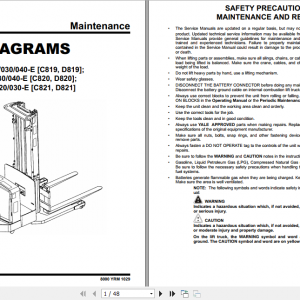 Yale Class 3 Electric Motor Hand Trucks D820 D821 MRW020E MRW030E D820 MSW040 E Service Manual 2
