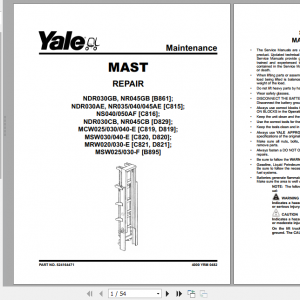 Yale Class 3 Electric Motor Hand Trucks D821 D821 MRW020E MRW030E D820 MSW040 E Service Manual 2