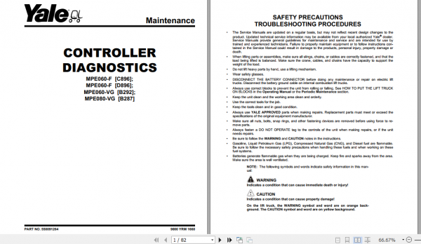 Yale Class 3 Electric Motor Hand Trucks D896 MPE060 F Service Manual 1