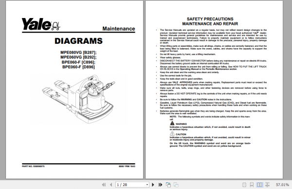 Yale Class 3 Electric Motor Hand Trucks D896 MPE060 F Service Manual 2
