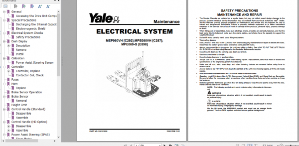 Yale Class 3 Electric Motor Hand Trucks E896 MPE060 G Service Manual 2