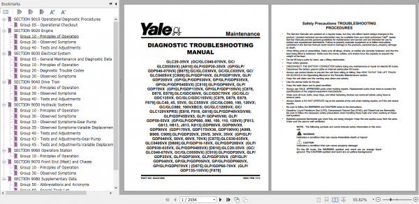 Yale Class 4 Internal Combustion Engine Trucks A910 GC GLC040 GLC070VX Service Manual 1