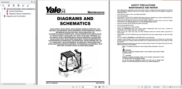 Yale Class 4 Internal Combustion Engine Trucks A910 GC GLC040 GLC070VX Service Manual 2