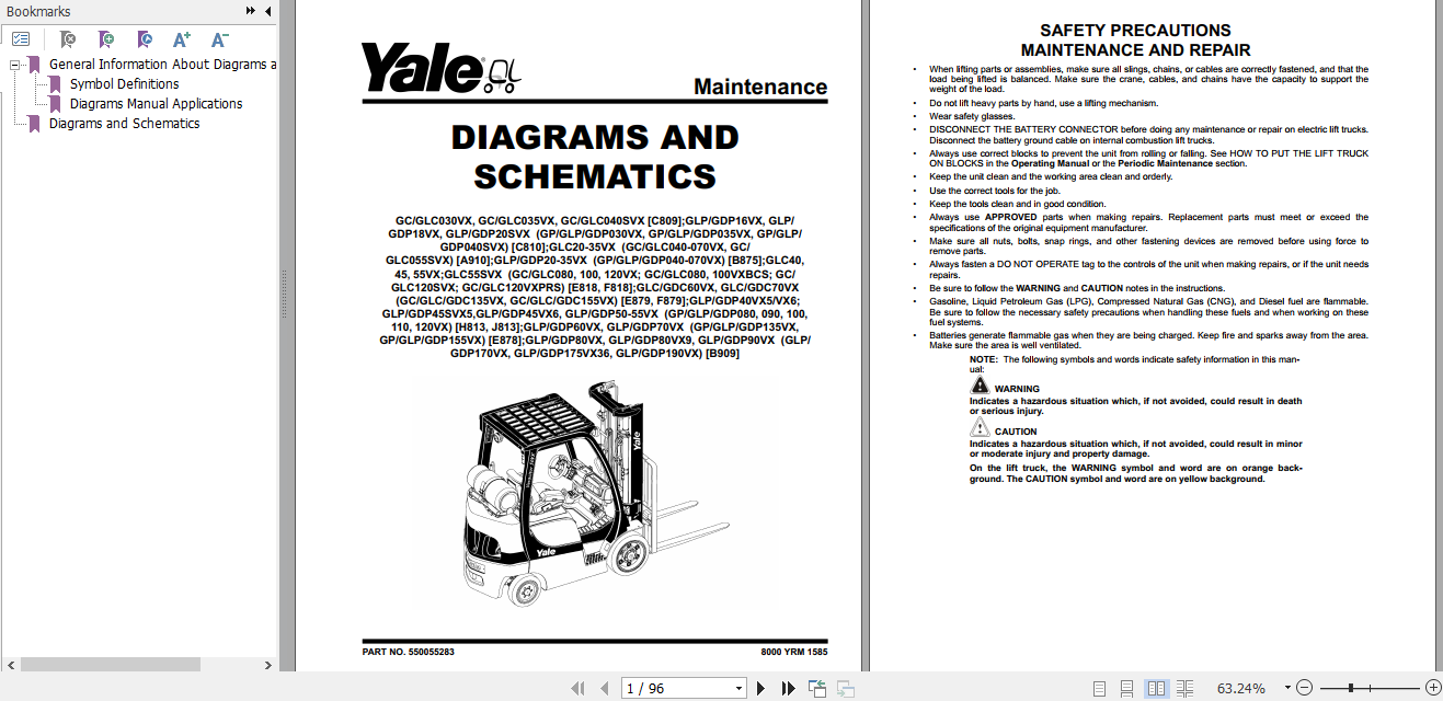 Yale Class 4 Internal Combustion Engine Trucks A910 GLC20VX GLC25VX GLC30VX GLC35VX Service Manual 2