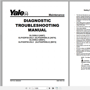 Yale Class 4 Internal Combustion Engine Trucks A967 GLC050LX Service Manual 2