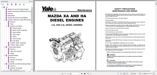 Yale Class 4 Internal Combustion Engine Trucks B809 GCGLC030 040AF Service Manual 1