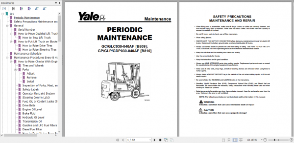 Yale Class 4 Internal Combustion Engine Trucks B809 GCGLC030 040AF Service Manual 3