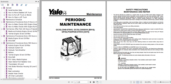 Yale Class 4 Internal Combustion Engine Trucks B910 GCGLC040 070VX GCGLC55SVX Service Manual 3